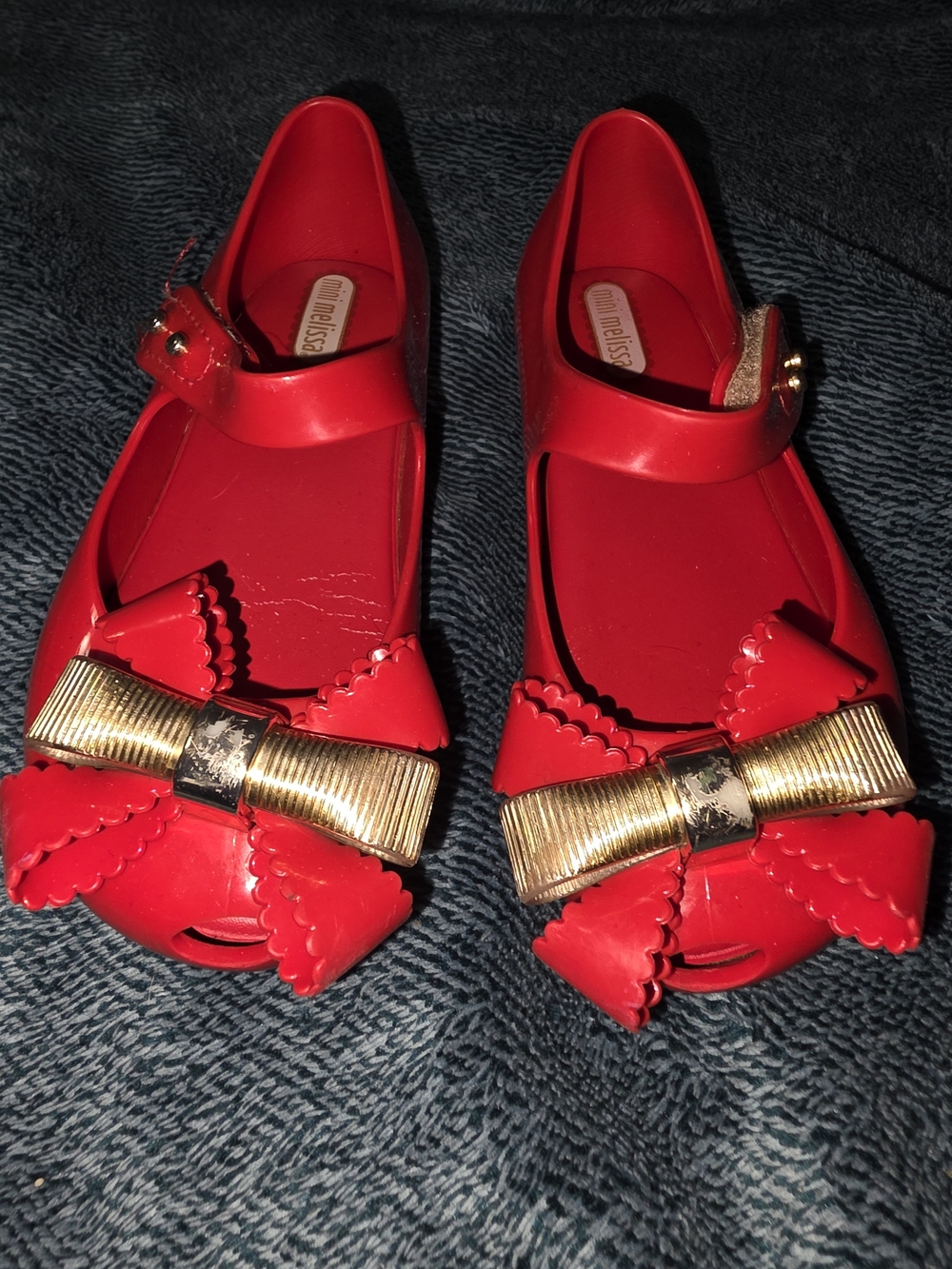 Mini Melissa Girls' Red Bow Jelly Mary Jane Shoes